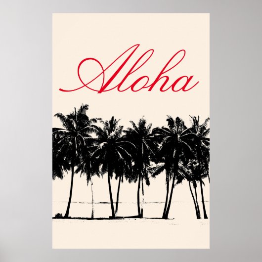 Aloha Hawaiian Palm Trees Tropics Travel Poster ポスター (正面)
