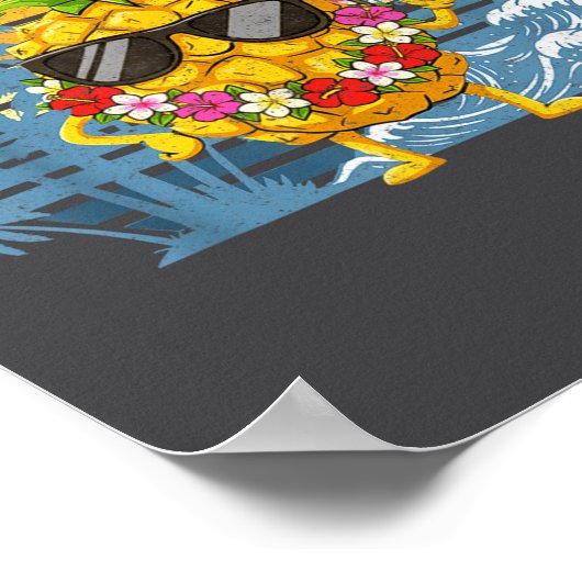 Aloha Hawaiian Pineapple Sign Hawaii Shaka Fun ポスター (角)