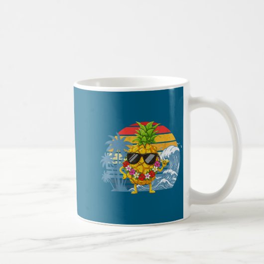 Aloha Hawaiian Pineapple Sign Hawaii Shaka Laugh コーヒーマグカップ (右)
