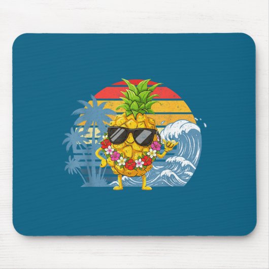 Aloha Hawaiian Pineapple Sign Hawaii Shaka Smile マウスパッド (正面)