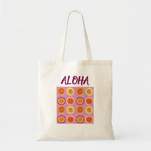 Aloha Hawaiian Retro Fruit Pink  トートバッグ (正面)