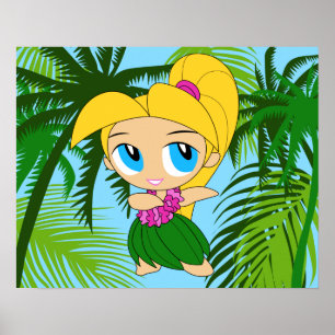 Aloha Honeys Hawaiian Blond Hula Girl ポスター