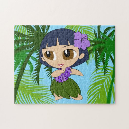 Aloha Honeys Hawaiian Blue Hair Hula Girl ジグソーパズル (横)