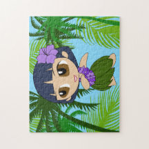 Aloha Honeys Hawaiian Blue Hair Hula Girl