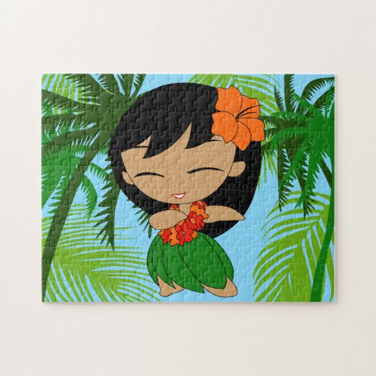 Aloha Honeys Hawaiian Hula Girl with Orange ジグソーパズル (横)