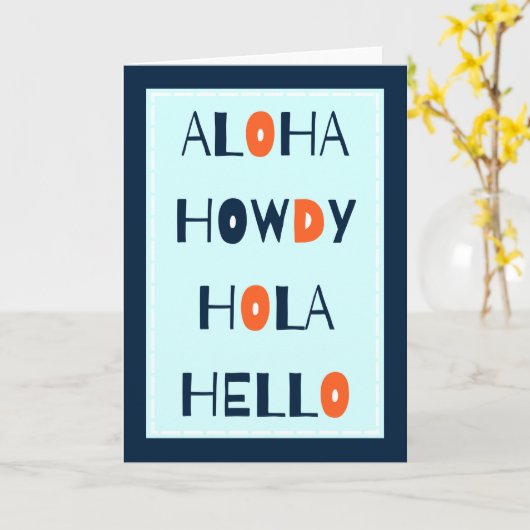 Aloha, Howdy, Hola, Helo! カード (黄色い花)