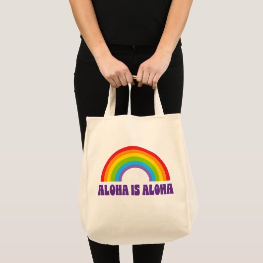 Aloha Is Aloha Rainbow Pride Hawaii トートバッグ (正面(商品))