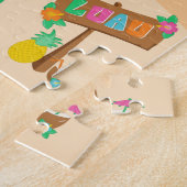 Aloha Luau Beach Brown Hair Girl Jigsaw Puzzle ジグソーパズル (側面)