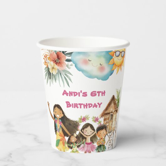 Aloha Luau Kids Birthday  紙コップ (裏面)