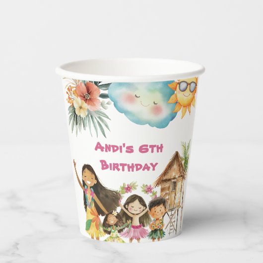 Aloha Luau Kids Birthday  紙コップ (正面)