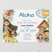 Aloha Luau Kids Birthday Invitation 招待状 (正面)