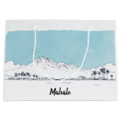 Aloha Minimal Hawaii Watercolor Mahalo Custom ラージペーパーバッグ (正面)