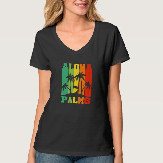 Aloha Palms Hawaii Flower Necklace Tropical Island Tシャツ (正面)