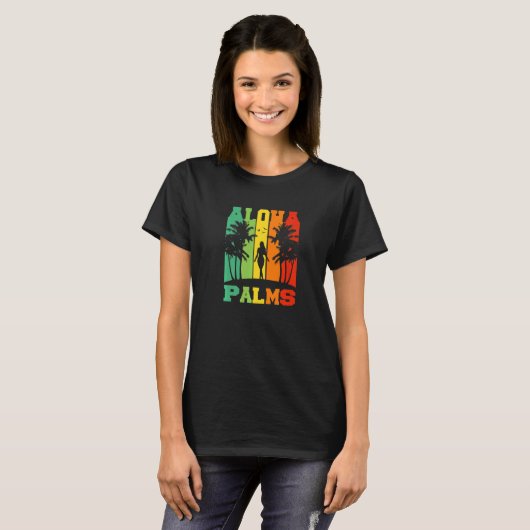 Aloha Palms Tropical Island Tiki Party Hawaii Tシャツ (正面フル)