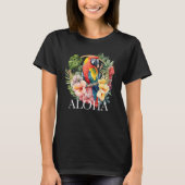 Aloha Parrot Tropical Bird Vacation Beach Flower H Tシャツ (正面)