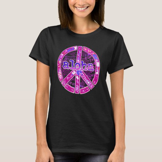 Aloha Peace Sign Pink Design Tシャツ (正面)