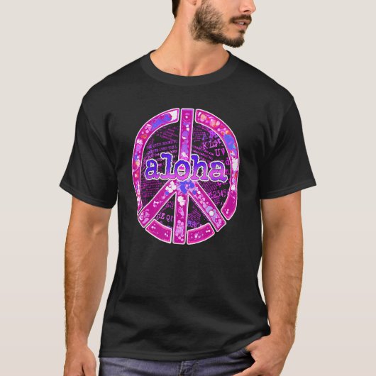 Aloha Peace Sign Pink Design Tシャツ (正面)