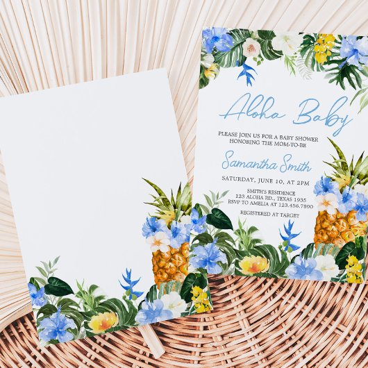 Aloha Pineapple Baby Shower 招待状