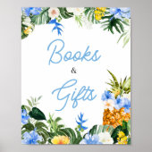 Aloha Pineapple Baby Shower Books and Gifts Sign ポスター (正面)