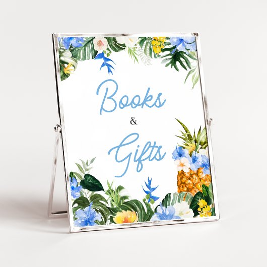 Aloha Pineapple Baby Shower Books and Gifts Sign ポスター