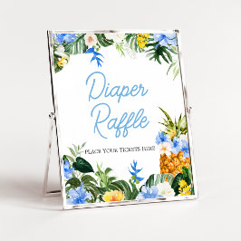 Aloha Pineapple Baby Shower Diaper Raffle Sign ポスター