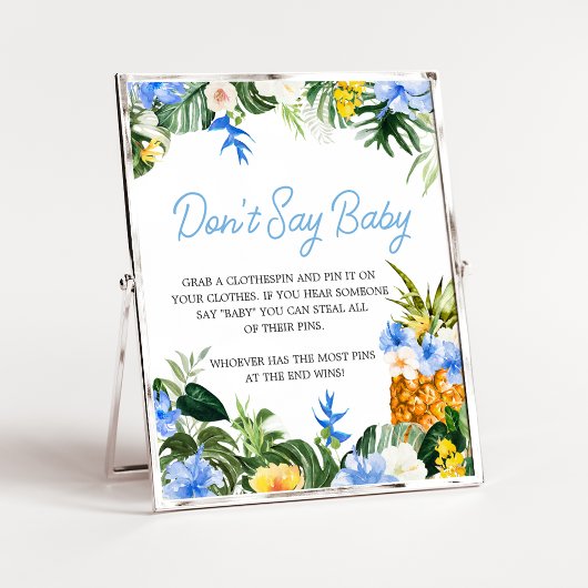 Aloha Pineapple Baby Shower Don't Say Baby Sign ポスター