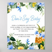 Aloha Pineapple Baby Shower Don't Say Baby Sign ポスター (正面)