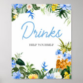Aloha Pineapple Baby Shower Drinks Sign ポスター (正面)