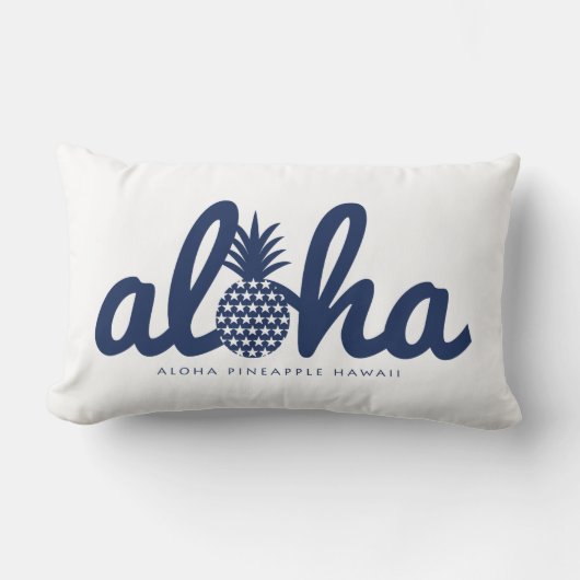 Aloha pineapple LogoColor-Navy ランバークッション (正面)