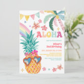 ALOHA Pineapple Luau Summer Birthday Invitation 招待状 (スタンド正面)