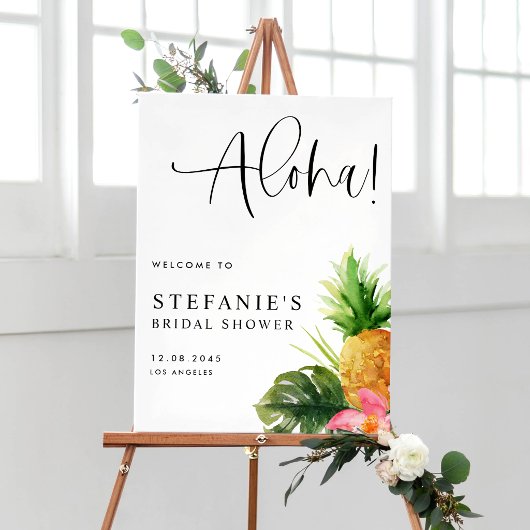 Aloha Pineapple Summer Bridal Shower Welcome ポスター