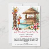 Aloha Pool Party Birthday Invitation – Tropical 招待状 (正面)