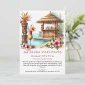 Aloha Pool Party Birthday Invitation – Tropical 招待状 (スタンド正面)