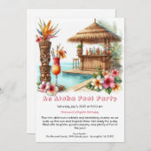 Aloha Pool Party Birthday Invitation – Tropical 招待状 (正面/裏面)