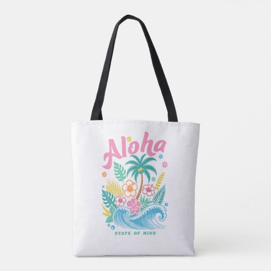 "Aloha State of Mind" Funny Boho Coastal  トートバッグ (裏面)