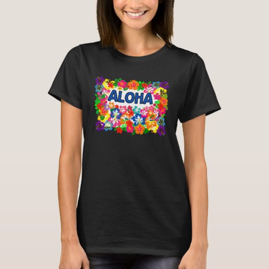 ALOHA Tiki Party Hawaiian  Luau Party Tropical Flo Tシャツ (正面)