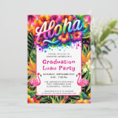 Aloha Tropical Flamingo Graduation Luau Party 招待状 (スタンド正面)
