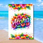 Aloha Tropical Flamingo Graduation Luau Party 招待状