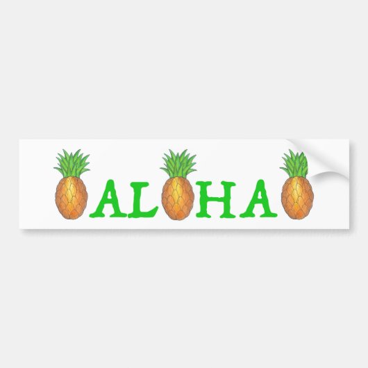 ALOHA Tropical Hawaii Pineapple Bumper Sticker バンパーステッカー (正面)