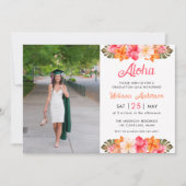 Aloha Tropical Hibiscus Floral Photo Graduation 招待状 (正面)
