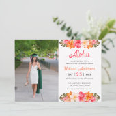 Aloha Tropical Hibiscus Floral Photo Graduation 招待状 (スタンド正面)