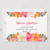 Aloha Tropical Hibiscus Floral Photo Graduation 招待状 (裏面)