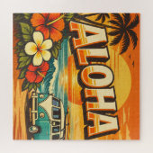Aloha Tropical Island Sunset Artwork ジグソーパズル (横)