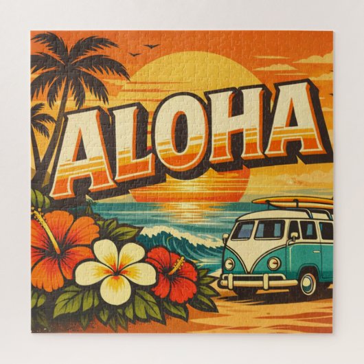 Aloha Tropical Island Sunset Artwork ジグソーパズル (縦)