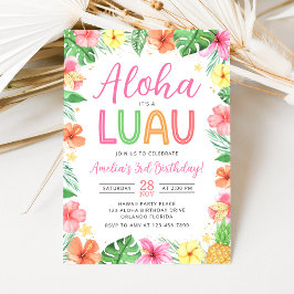Aloha Tropical Luau Birthday Party Invitation 招待状