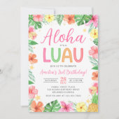 Aloha Tropical Luau Birthday Party Invitation 招待状 (正面)