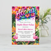 Aloha Tropical Luau Couples Bridal Shower 招待状 (スタンド正面)