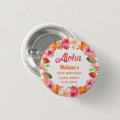 Aloha Tropical Luau Party Birthday  缶バッジ (正面&裏面)