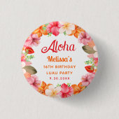 Aloha Tropical Luau Party Birthday  缶バッジ (正面)