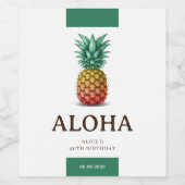 Aloha tropical party with retro pineapple ワインラベル (シングルラベル)
